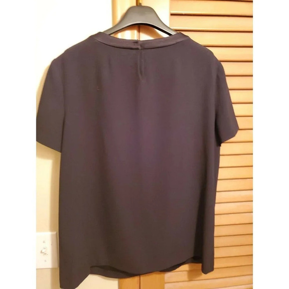 PAULE KA Black Short Sleeve Top Satin Trim Satin - Picture 4 of 7